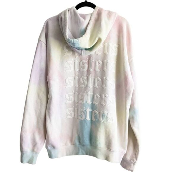 Sisters apparel by Safety Pin Hoodie Tie dye rainbow sherbet pastel oversized - Picture 5 of 13